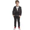 Boys Black Plaid Flannel Hoodie, Black - Sweaters - 2