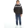 Boys Black Sherpa Shoulder Puffer Coat, Black - Coats - 7