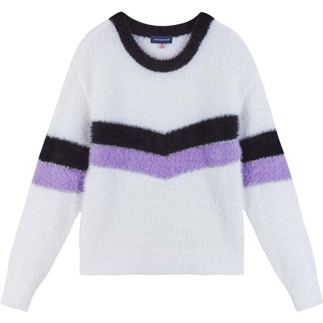 Girls Soft Chevron Collegiate Sweater, White