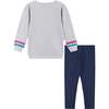 Girls Rainbow Tunic Pullover Set, Beige - Mixed Apparel Set - 2