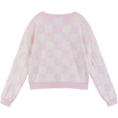 Girls Pink Checkered Cardigan Sweater, Pink - Andy & Evan