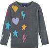Girls Star, Heart, & Lightning Bolt Sweater Set, Grey - Mixed Apparel Set - 3