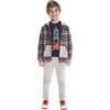 Boys Blue & Grey Plaid Flannel Hoodie, Blue - Sweaters - 4