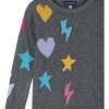 Girls Star, Heart, & Lightning Bolt Sweater Set, Grey - Mixed Apparel Set - 4