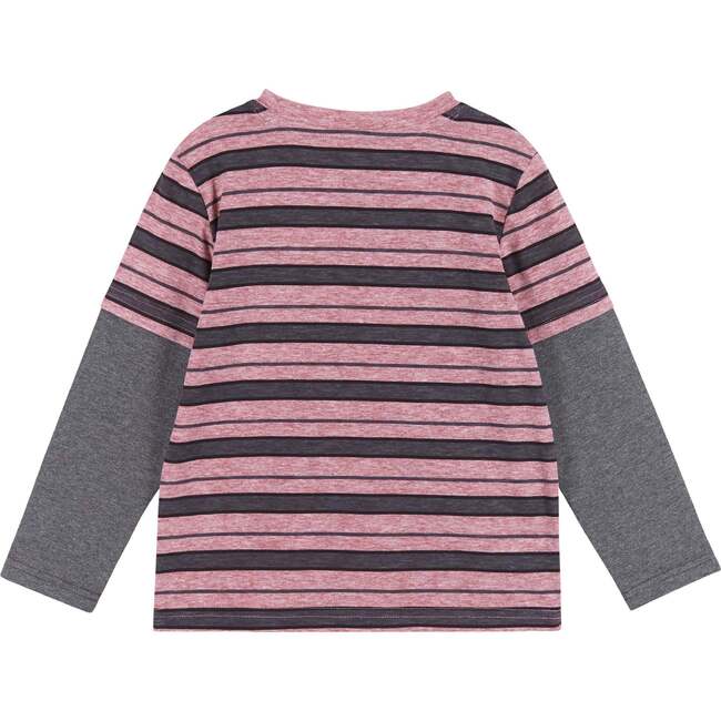 Boys Striped Pocket Tee, Grey - T-Shirts - 2