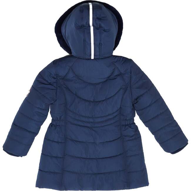 Girls Navy Reflective Hooded Parka, Navy - Coats - 5