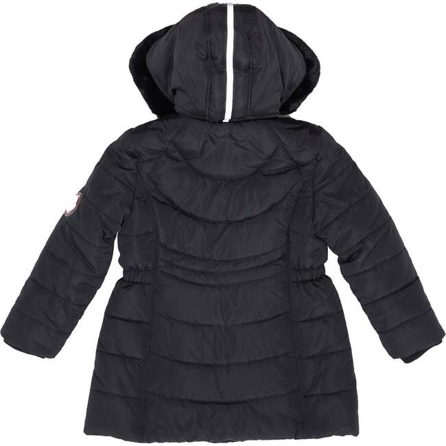 Girls Black Reflective Hooded Parka, Black - Coats - 5