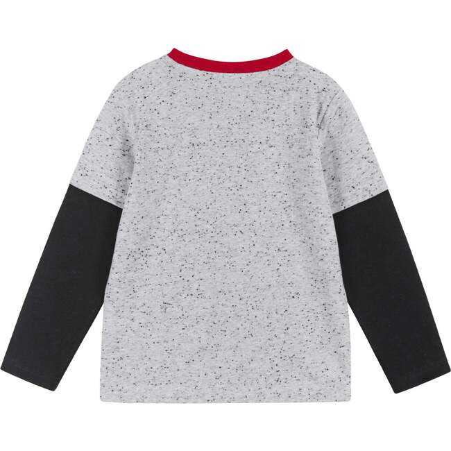 Boys Long Sleeve Skater Robot Tee, Grey - T-Shirts - 3