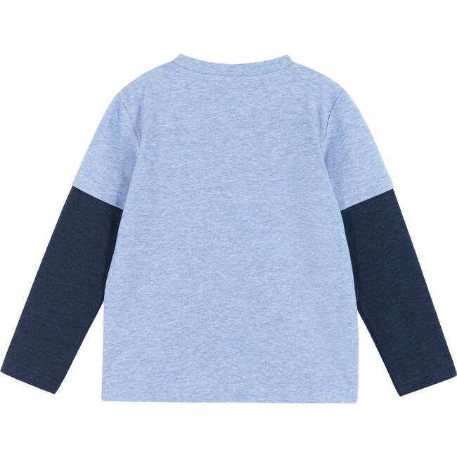 Boys Long Sleeve Rocket Tee, Light Blue - T-Shirts - 3