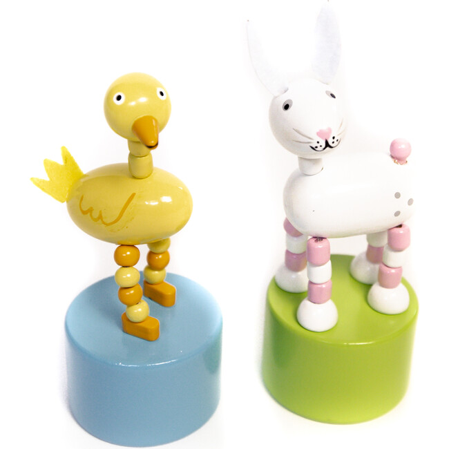 Duck and Bunny Push Puppets, Set of 2 - Woodens - 1