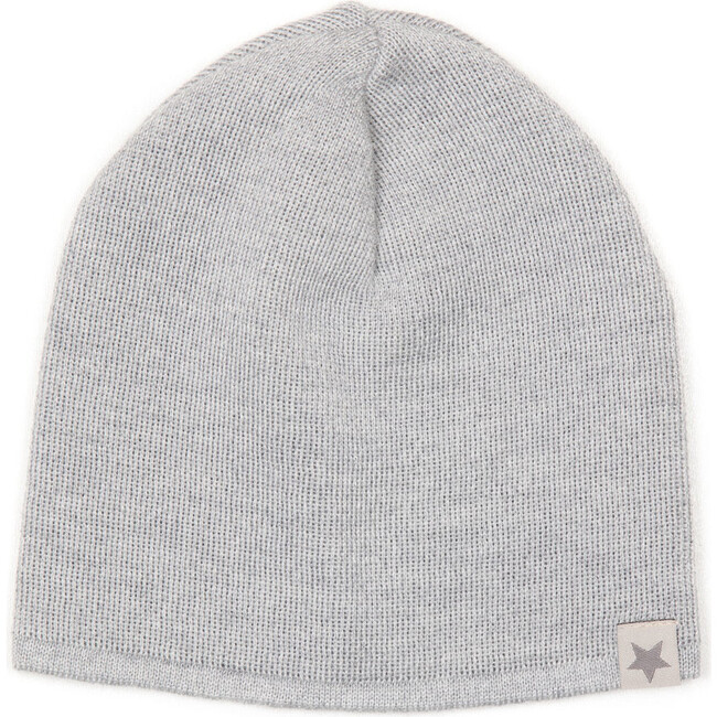 Neon Knit Beanie In Merino Wool, Light Grey - Hats - 1