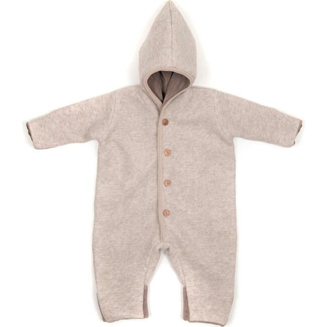 Pooh Double Layer Baby Suit In Wool With Cotton On The Inside, Sand - Onesies - 1