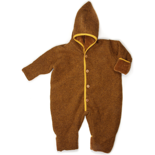 Pooh Double Layer Baby Suit In Wool With Cotton On The Inside, Ocher