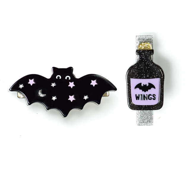 Starry Bat Magic Potion Bottle Alligator Clips, Black