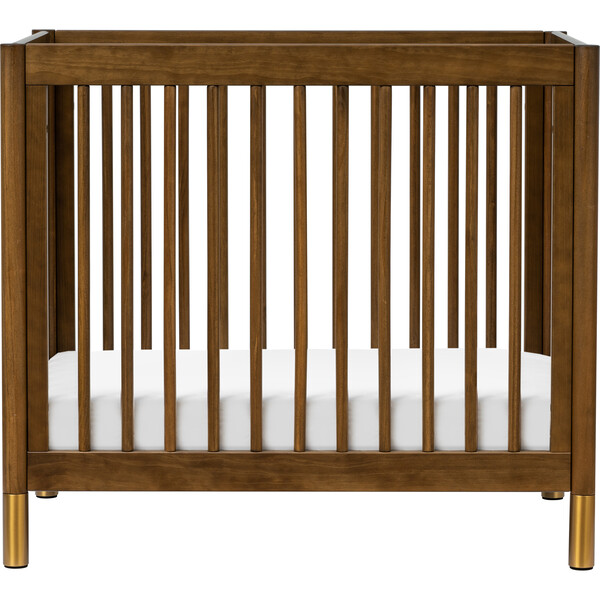 Gelato 4in1 Convertible Mini Crib, Natural Walnut & Gold Feet