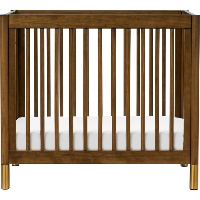Gelato 4-in-1 Convertible Mini Crib, Natural Walnut & Gold Feet - Cribs - 1