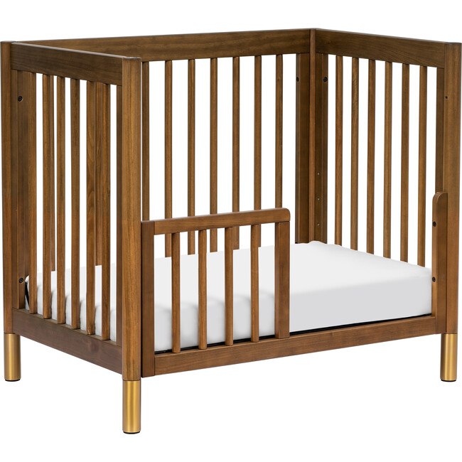 Gelato 4-in-1 Convertible Mini Crib, Natural Walnut & Gold Feet