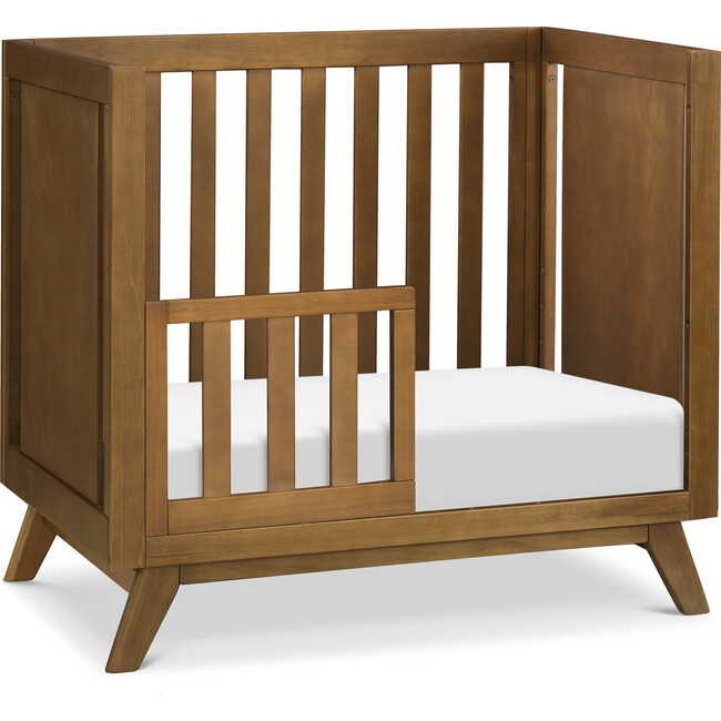 Otto 3-in-1 Convertible Mini Crib with 4" Mattress, Walnut - Cribs - 3