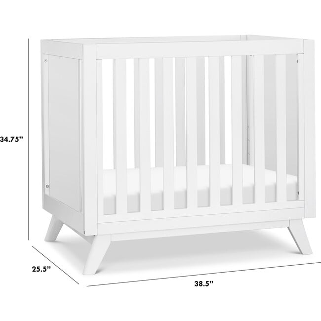 Otto 3-in-1 Convertible Mini Crib with 4" Mattress, White - Cribs - 5