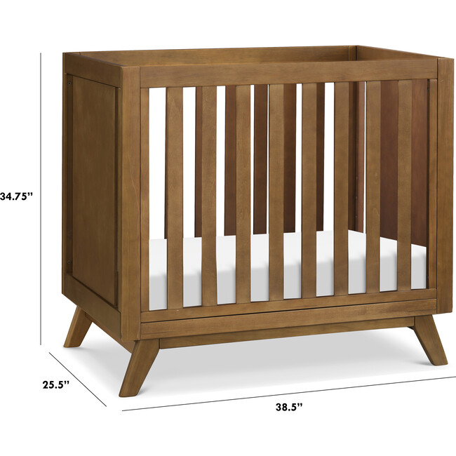 Otto 3-in-1 Convertible Mini Crib with 4" Mattress, Walnut - Cribs - 5