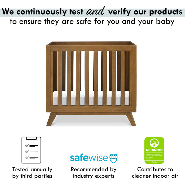 Otto 3-in-1 Convertible Mini Crib with 4" Mattress, Walnut - Cribs - 6