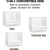 Otto 3-in-1 Convertible Mini Crib with 4" Mattress, White - Cribs - 7