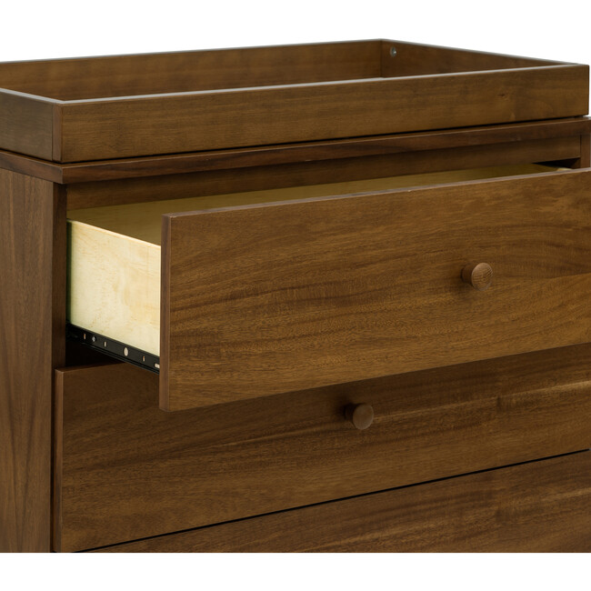 Gelato 3-Drawer Changer Dresser with Removable Changing Tray, Natural Walnut & Gold Feet - Dressers - 5