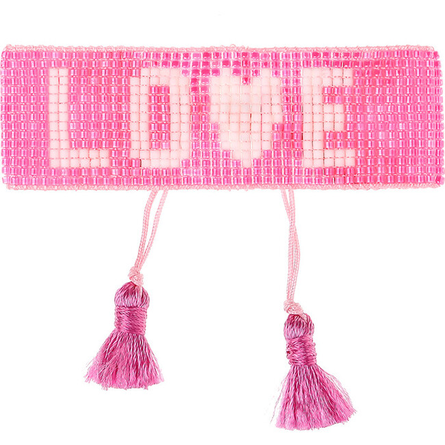 Hot Pink LOVE Beaded Bracelet - Bracelets - 1