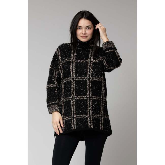 Women's Lia Sweater, Black Windowpane