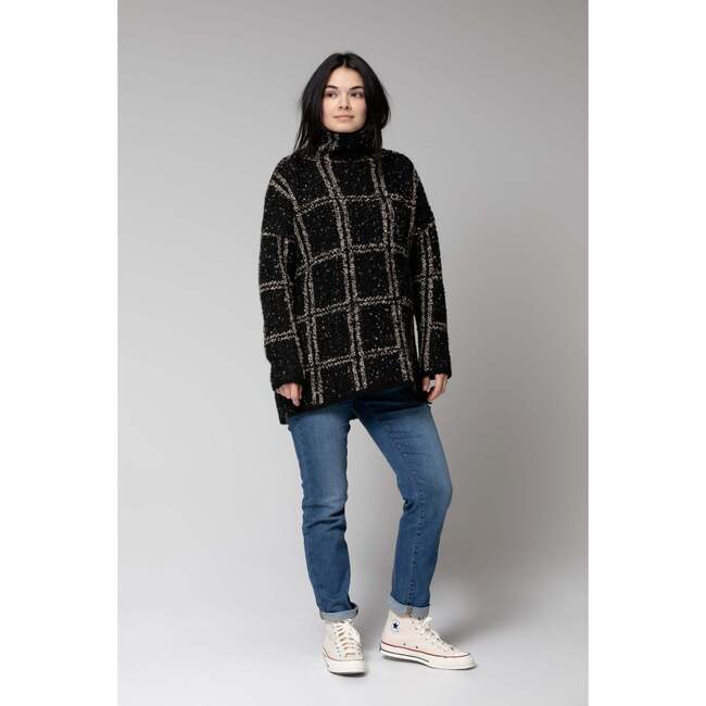 Women's Lia Sweater, Black Windowpane - Sweaters - 5