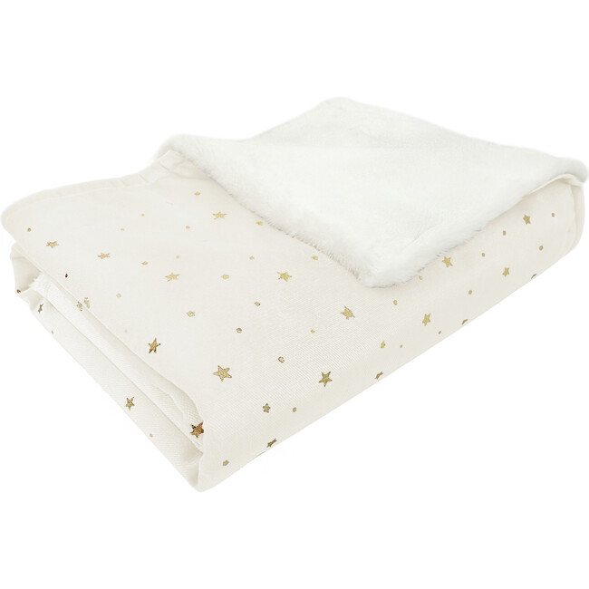 Celestial Velvet and Faux Fur Baby Blanket, White