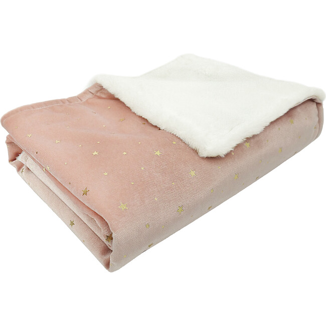 Celestial Velvet and Faux Fur Baby Blanket, Pink