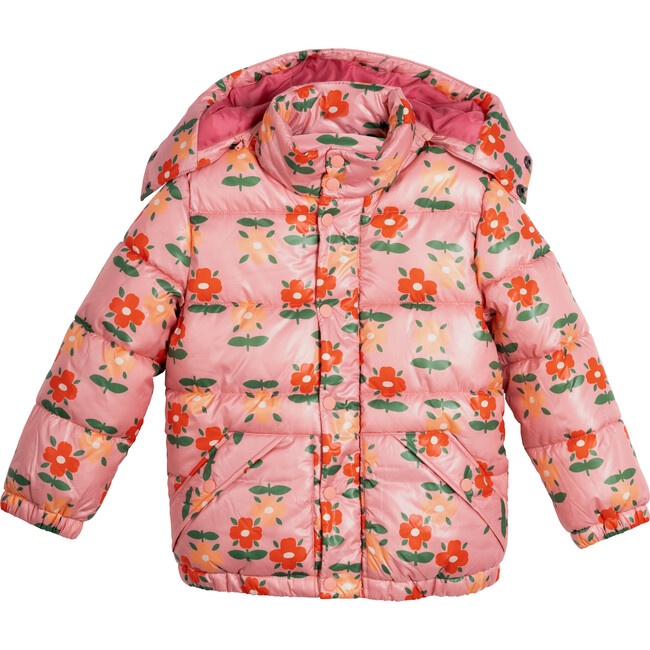 Mattie Puffer Jacket, Dusty Pink Floral - Jackets - 1