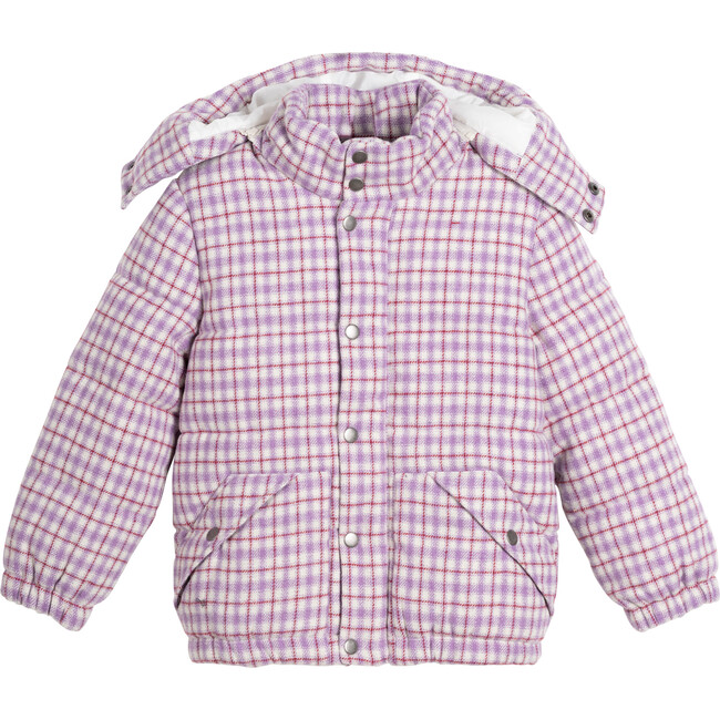 Mattie Puffer Jacket, Violet Check - Jackets - 1