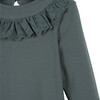 Kate Ruffle Collar Top, Petrol - Shirts - 2