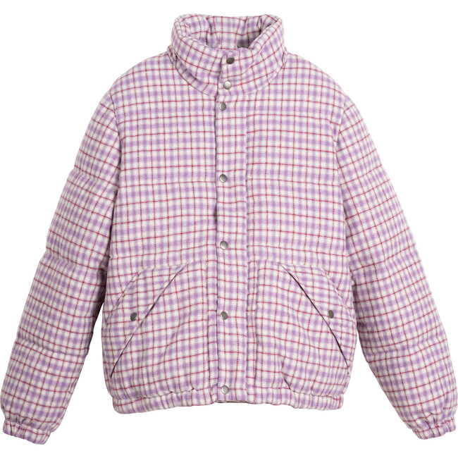 Women's Kristen Puffer Jacket, Violet Check - Jackets - 3