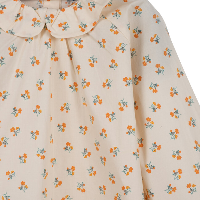 Rachel Collared Blouse, Cream & Orange Ditsy Flower - Shirts - 3