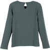 Kate Ruffle Collar Top, Petrol - Shirts - 3