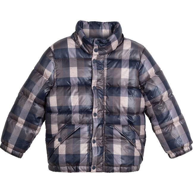 Mattie Puffer Jacket, Brown & Navy Plaid - Jackets - 3
