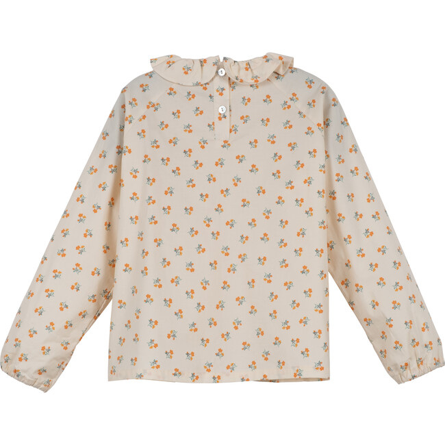 Rachel Collared Blouse, Cream & Orange Ditsy Flower - Shirts - 4