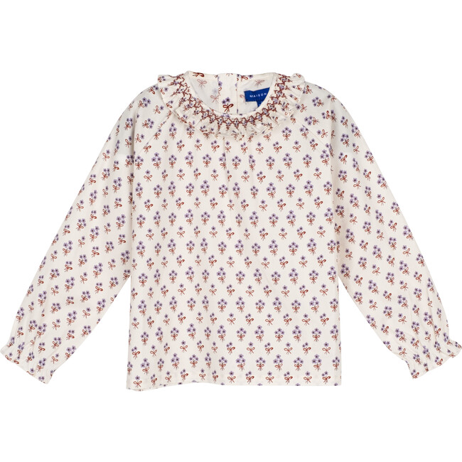 Jonie Collared Blouse, Cream & Lavender Ditsy Floral