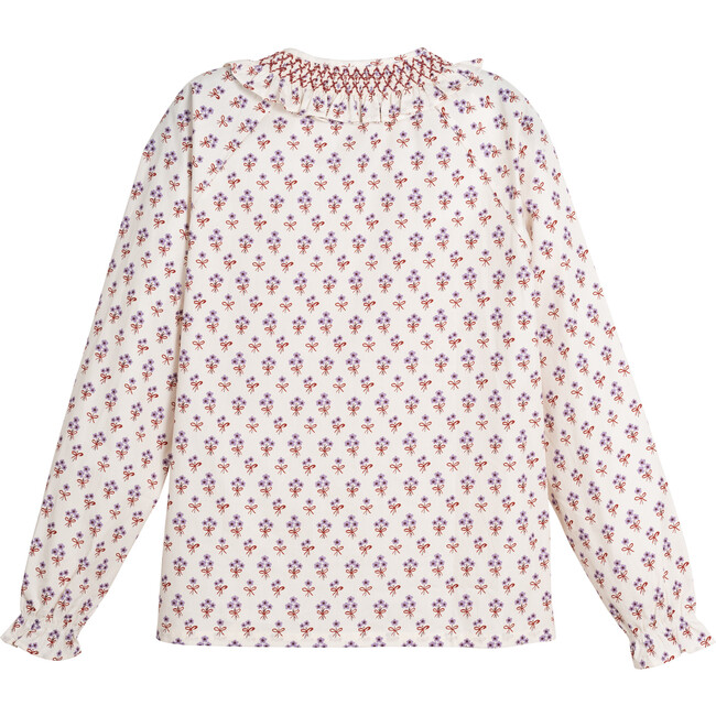 Women's Joann Collared Blouse, Cream & Lavender Disty Floral - Shirts - 3