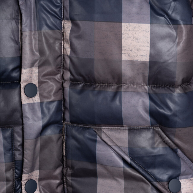 Mattie Puffer Jacket, Brown & Navy Plaid - Jackets - 4
