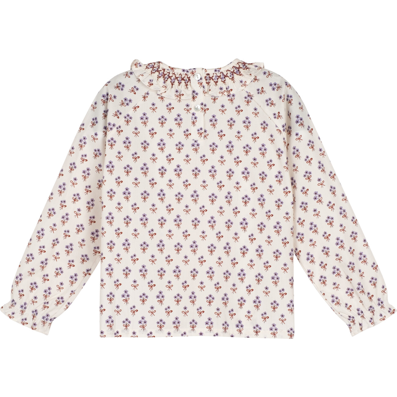 Jonie Collared Blouse, Cream & Lavender Ditsy Floral - Maison Me