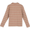 George Button Front Polo, Red & Brown Stripe - Shirts - 2 - thumbnail