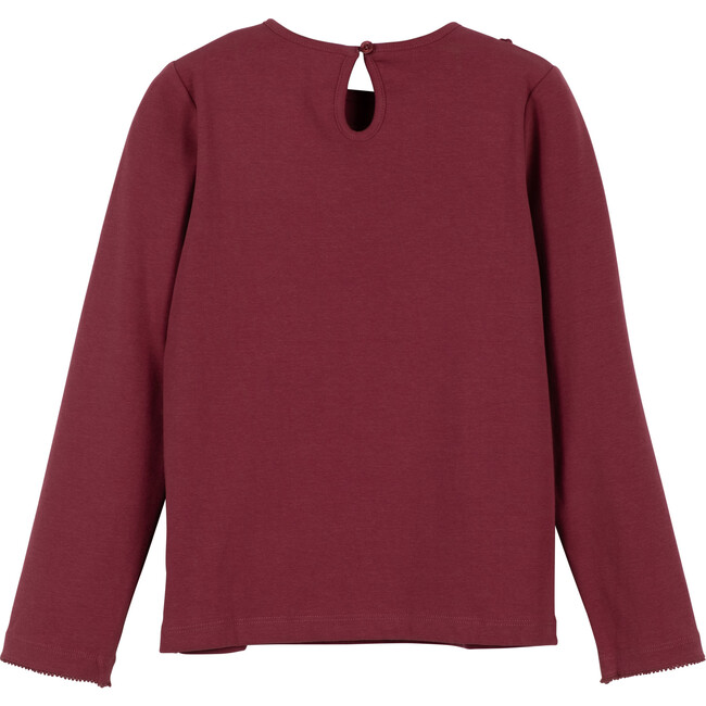 Kate Ruffle Collar Top, Burgundy - Shirts - 3