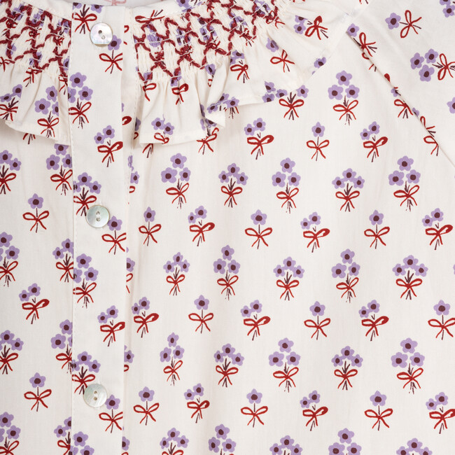 Women's Joann Collared Blouse, Cream & Lavender Disty Floral - Shirts - 5