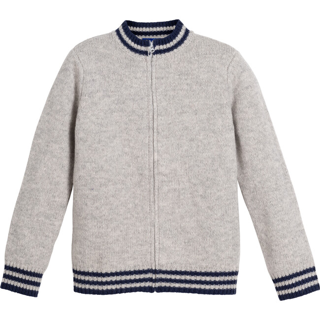 Chase Zip Sweater, Grey & Navy - Sweaters - 1