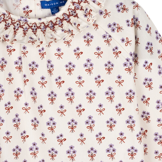 Jonie Collared Blouse, Cream & Lavender Ditsy Floral - Shirts - 4