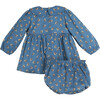 Baby Annabelle Dress with Bloomer, Blue & Yellow Floral - Dresses - 2